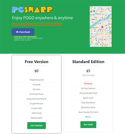 PGSharpのホームページ